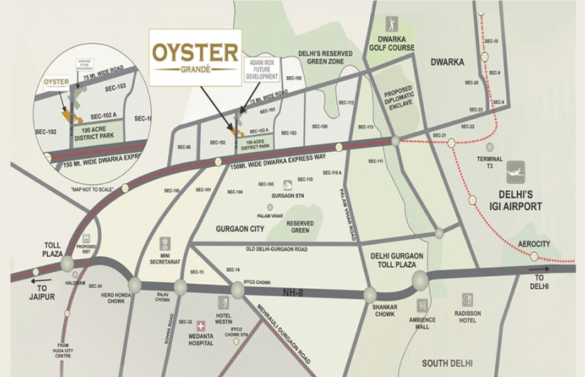 Adani M2K Oyster Grande  location Map