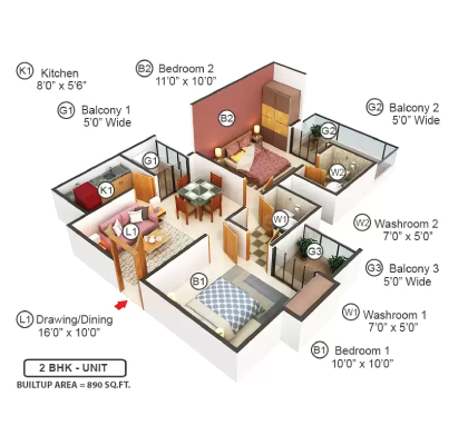 Supertech Eco Village 1   Floor Plan