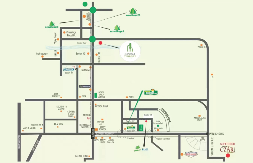 Supertech Eco Village 1   location Map