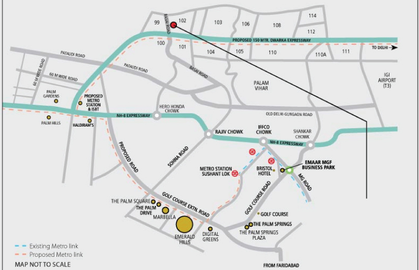 Emaar Gurgaon Greens  location Map