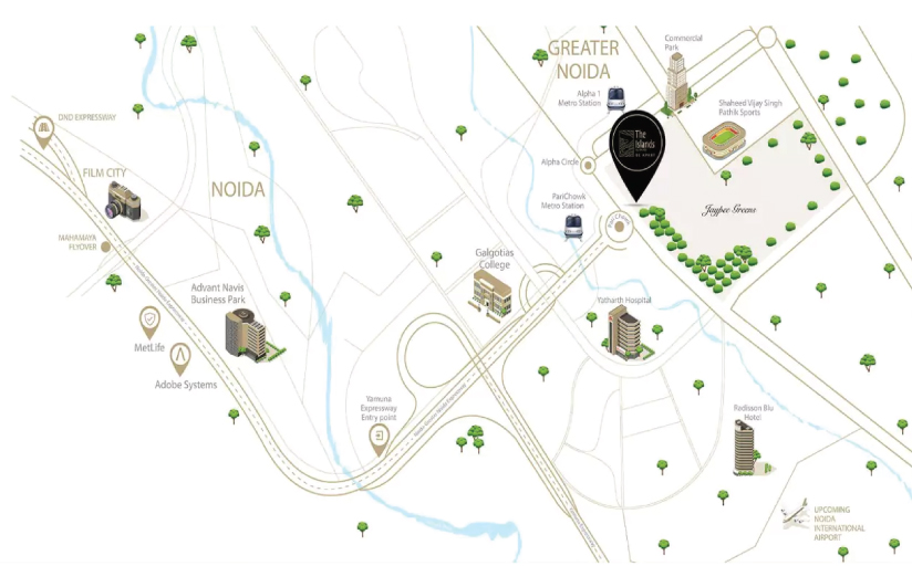 Gaur The Islands    location Map