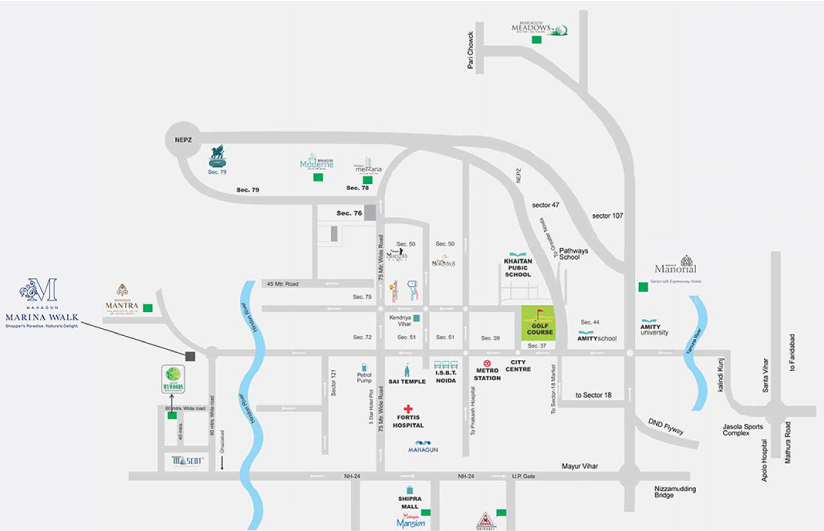 Mahagun Marina Walk location Map