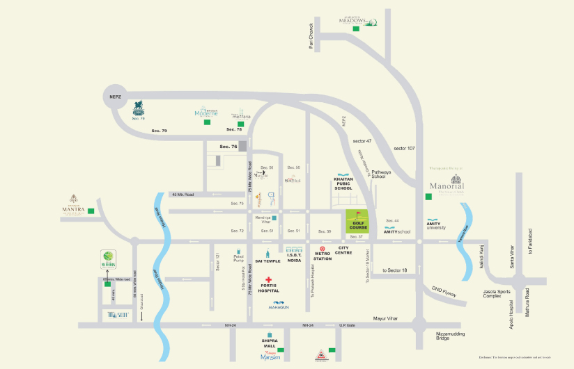 Mahagun Meadow location Map