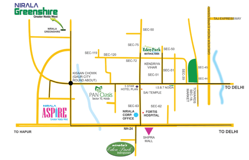 Nirala Greenshire   location Map